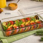 ظرف غذا شیشه ای لیمون مستطیل 1.4 لیتر